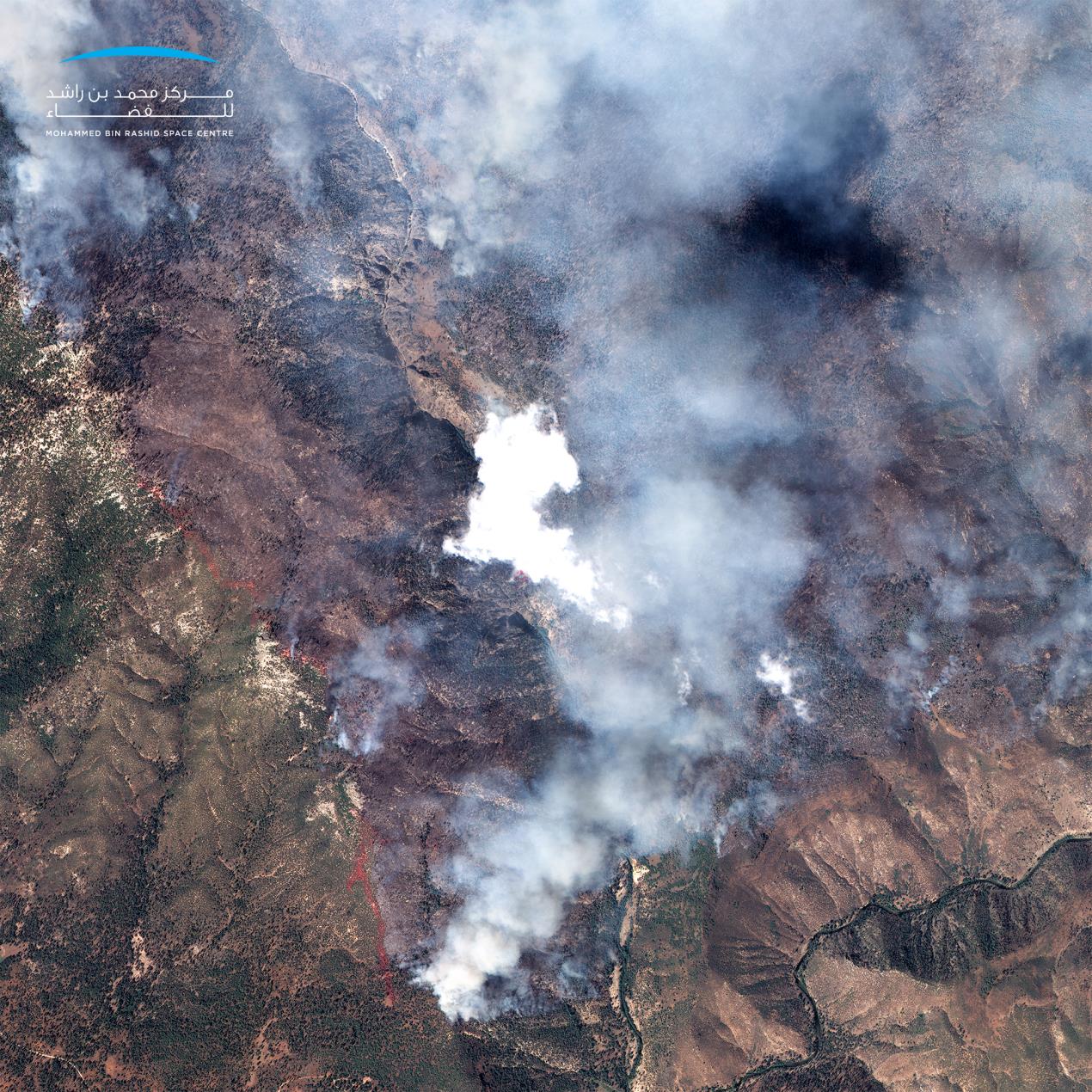 Image for The Mohammed Bin Rashid Space Centre (MBRSC) Released An Image Captured From Space By KhalifaSat, The Wildfires Burning Through Northern And Central California In The United States Of America.
